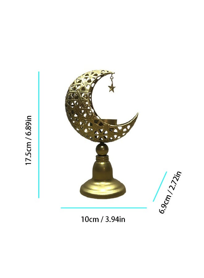 حامل شموع رمضان، حاملات شموع معدنية مجوفة ذهبية اللون لتزيين عيد الفطر، ZYZT-07A - Image 2